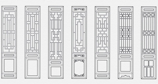 迎江常用中式仿古花窗图案隔断设计图