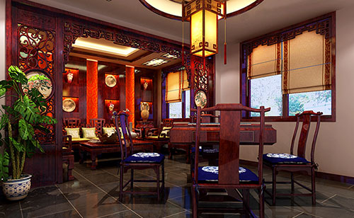 迎江古典中式风格茶楼包间设计装修效果图
